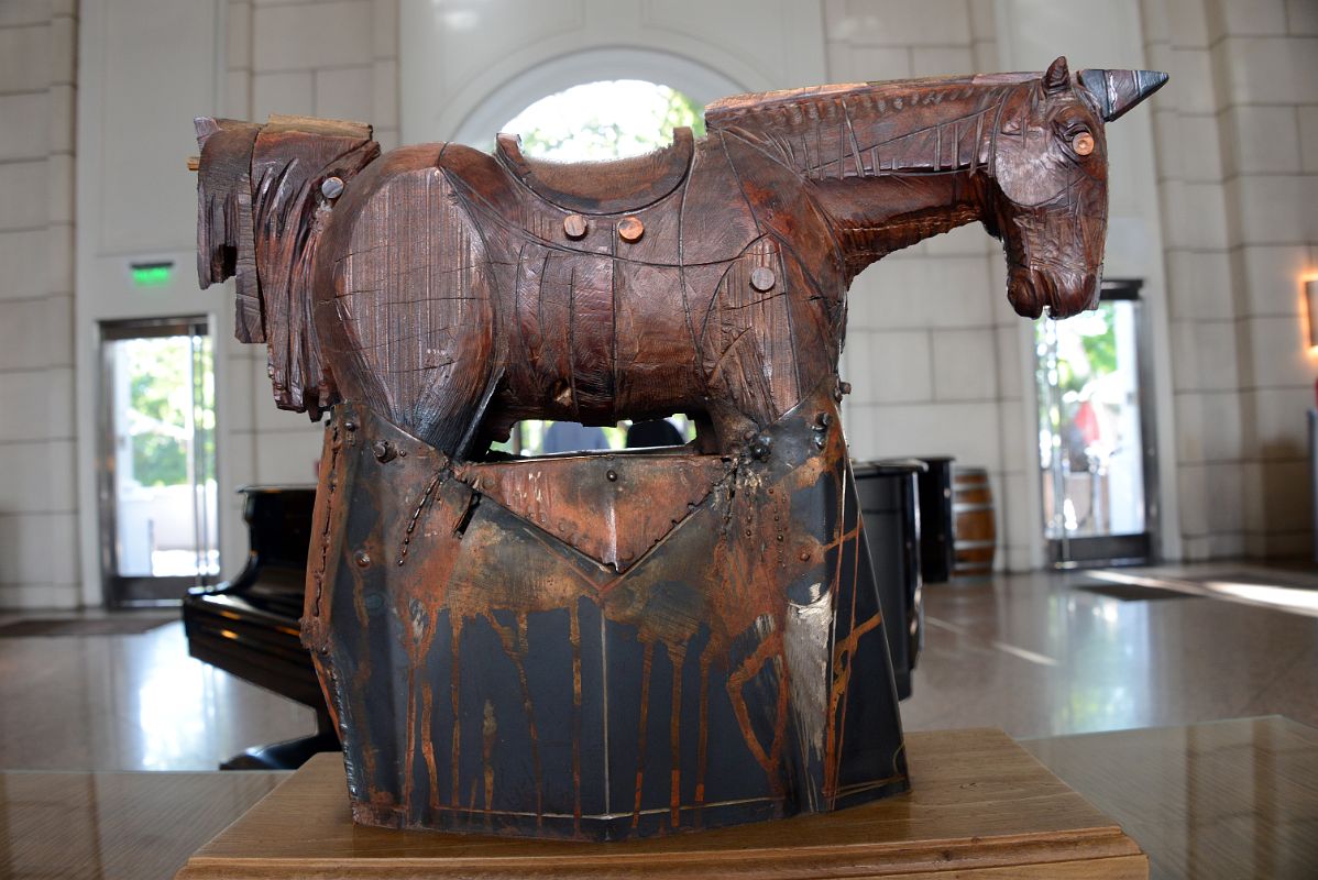 07 Wooden Horse Statue In The Park Hyatt Plaza Hotel Lobby In Mendoza